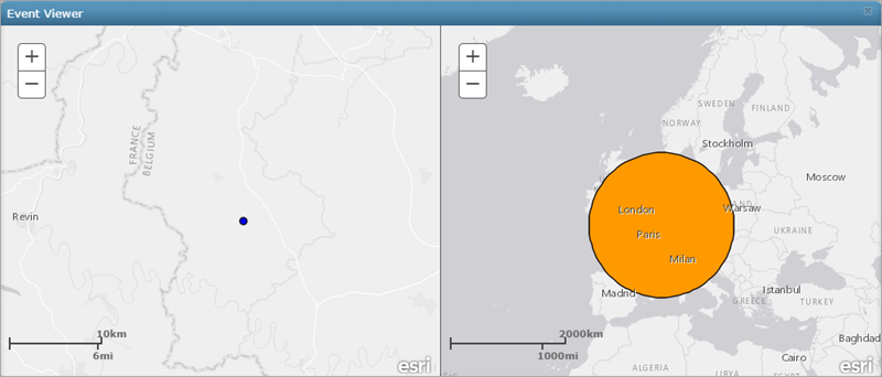 Viewing two compared routes in the Event Viewer Viewing two compared routes in the Event Viewer
