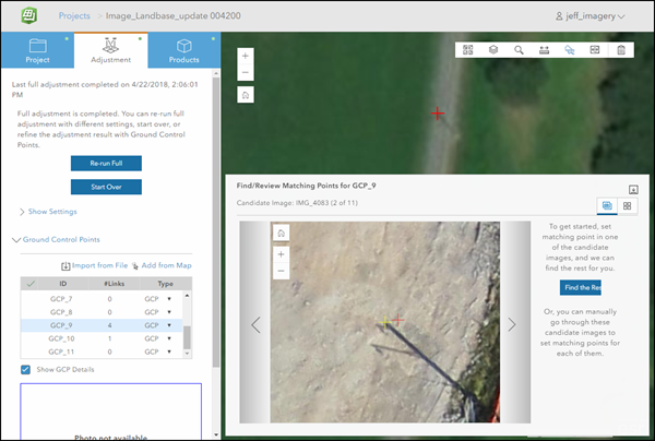 Adjustment pane and GCP collection viewer Adjustment pane and GCP collection viewer