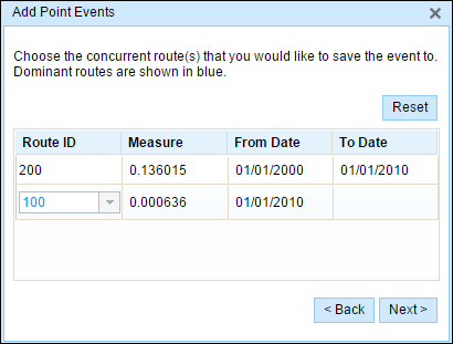 Route dominance table Route dominance table
