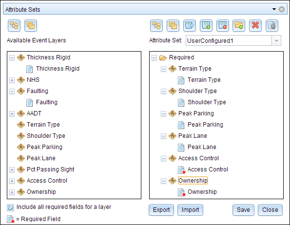 Attribute Sets dialog box Attribute Sets dialog box